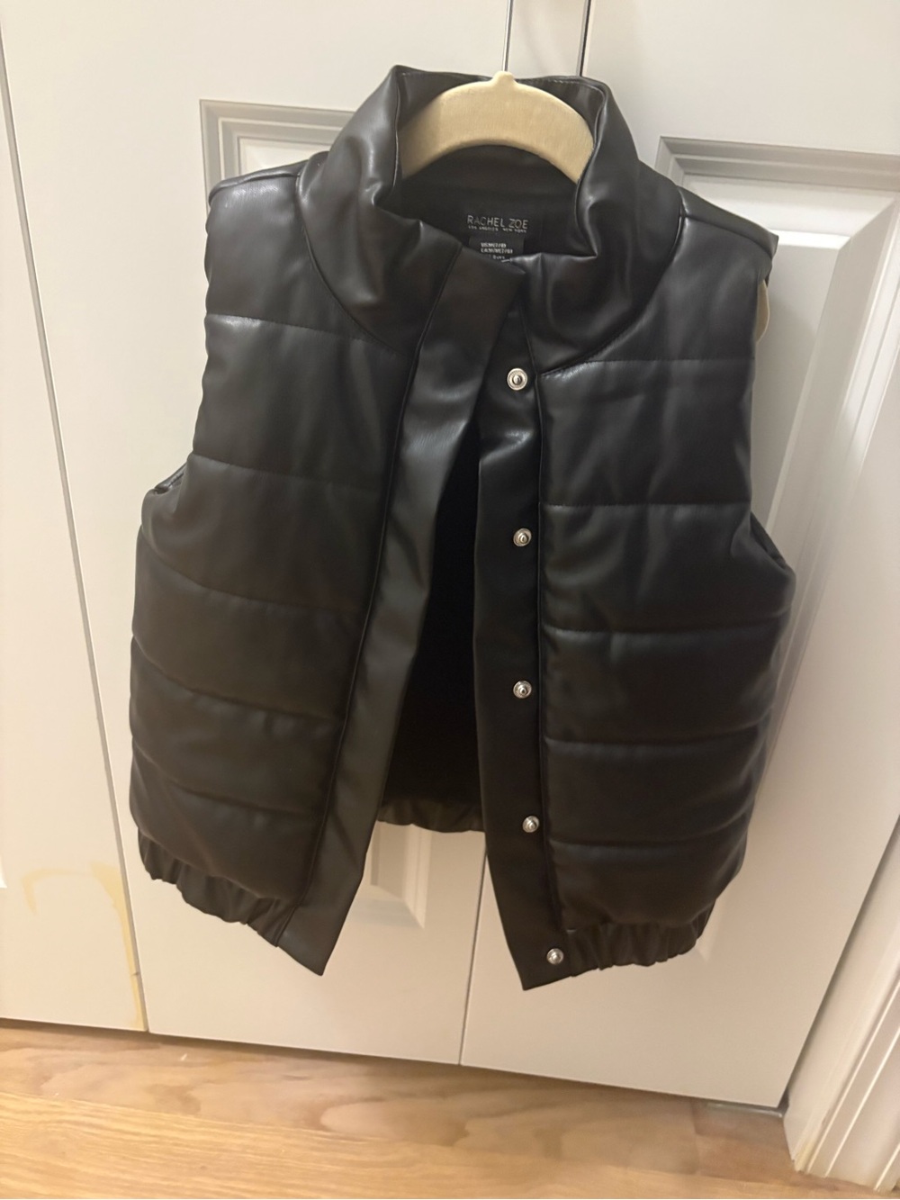 Rachel Zoe Black Quilted Faux Leather Puffer Vest
